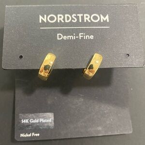 Nordstrom Gold-Color Small Hoop Demi-Fine Huggie Earrings 14k Gold Plate NWT